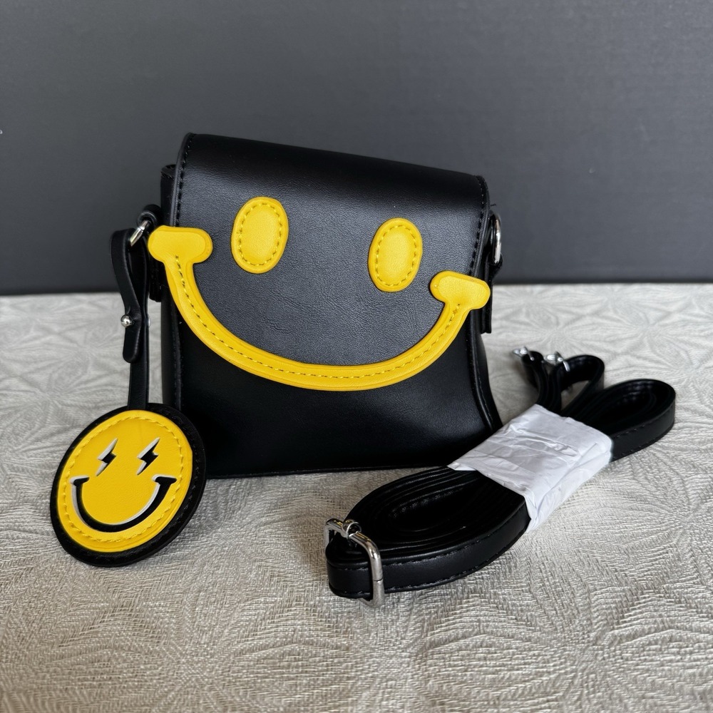 Smiley Face Smile Today Crossbody Bag Snap Close Detachable Strap By Hoodies